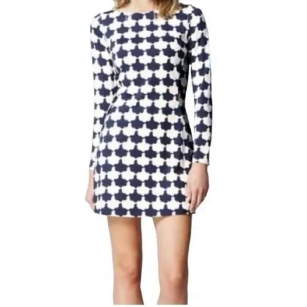Boden Navy Blue and White Mia Shift Dress. Size 2